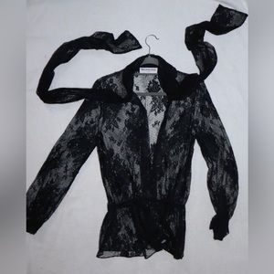Vintage Balenciaga Black Lace Blouse